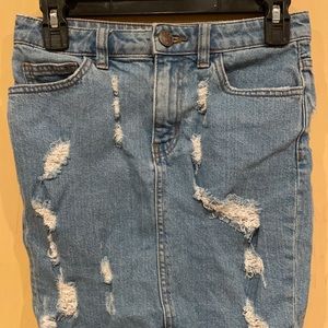 BDG Midi Distressed Jean Skirt